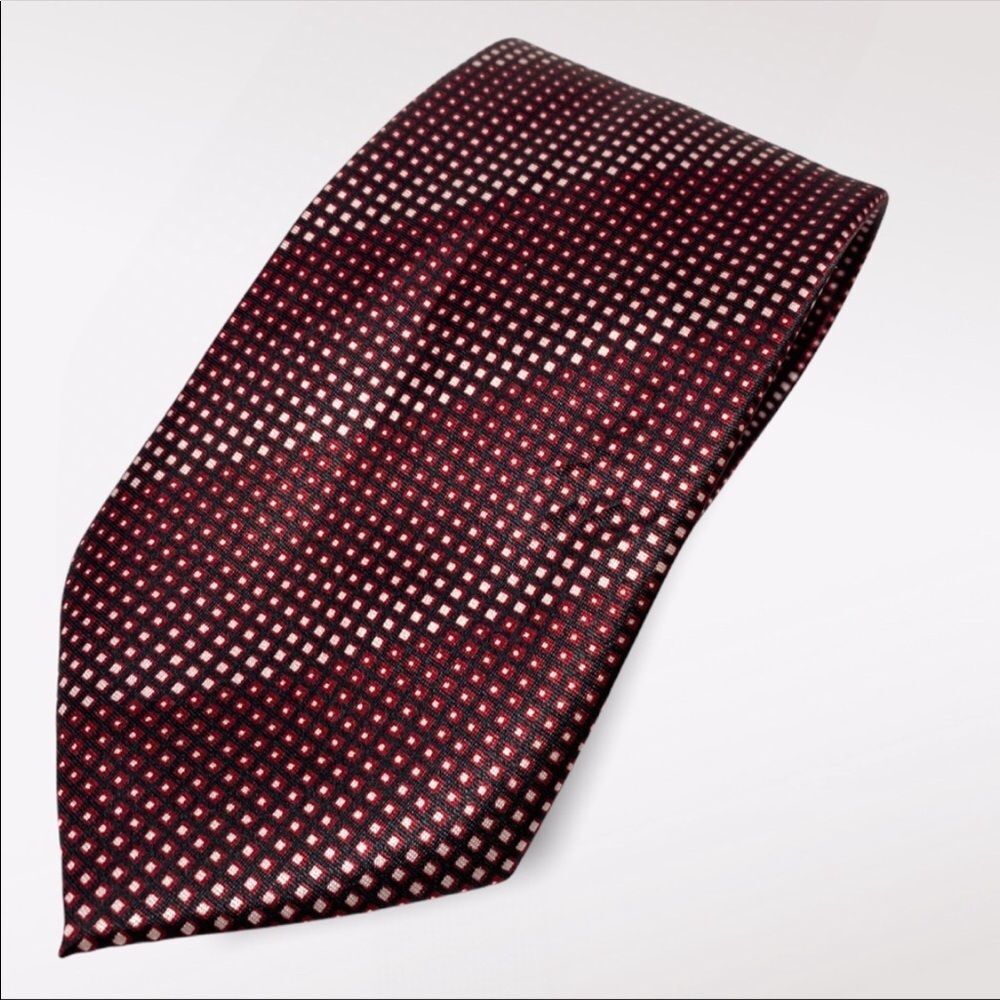 ROBERT ALLEN | Red and White Polyester Tie